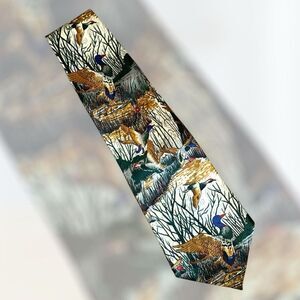 Vintage Tie Necktie Silk Novelty Duck Dimoda Fowl Hunting Western